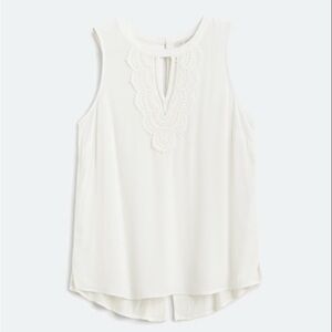 Daniel Rainn Quin Keyhole Crochet Blouse - Ivory Sleeveless Blouse